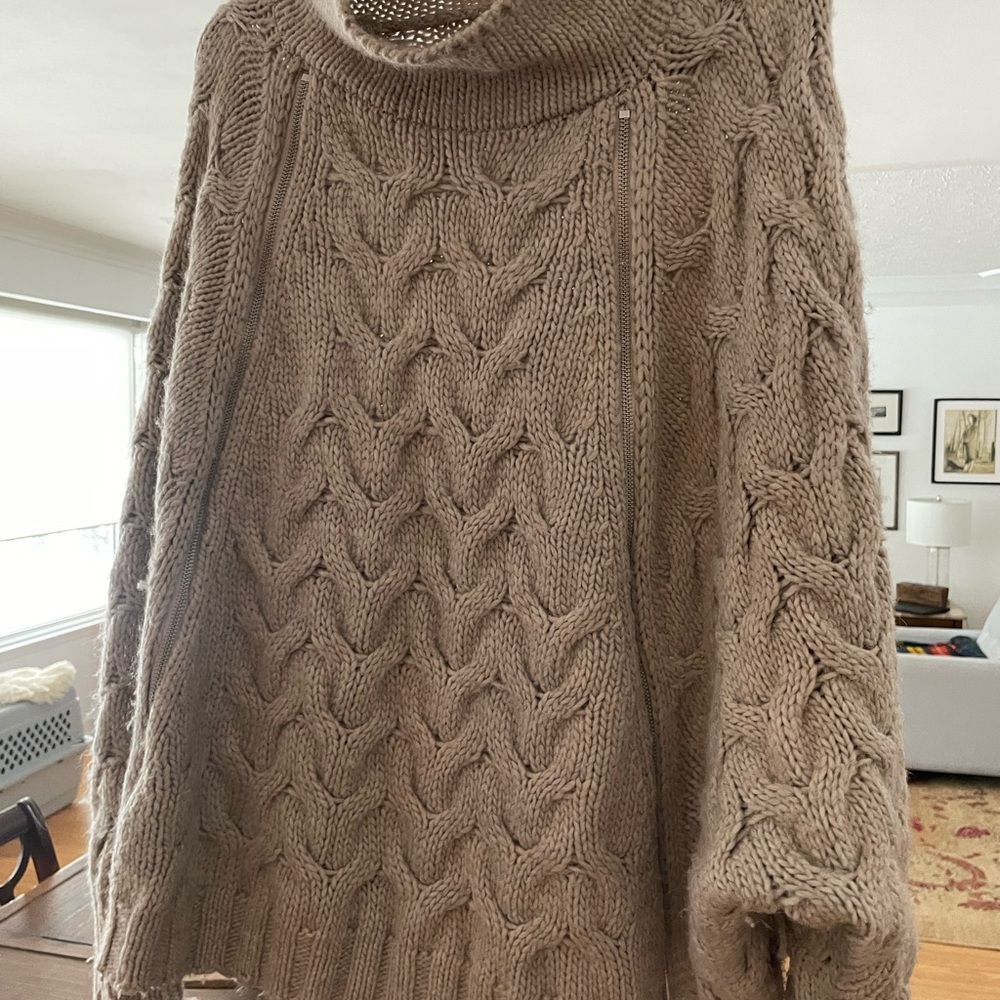 Free People Cozy Cable Knit Sweater - Taupe